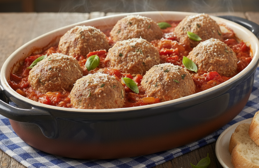 Almôndegas de frango com molho de tomate caseiro